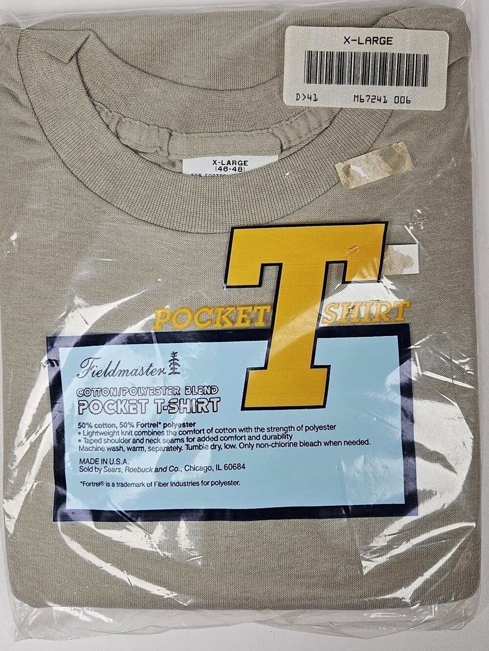 VTG Fieldmaster Pocket T Shirt Mens XL New NOS USA Made Sears Single Stitch